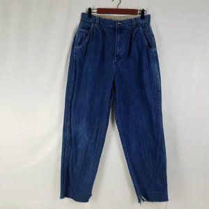 Gloria Vanderbilt Jeans Womens 14 High Rise Mom Raw Hem Dark Wash Blue‎ Denim